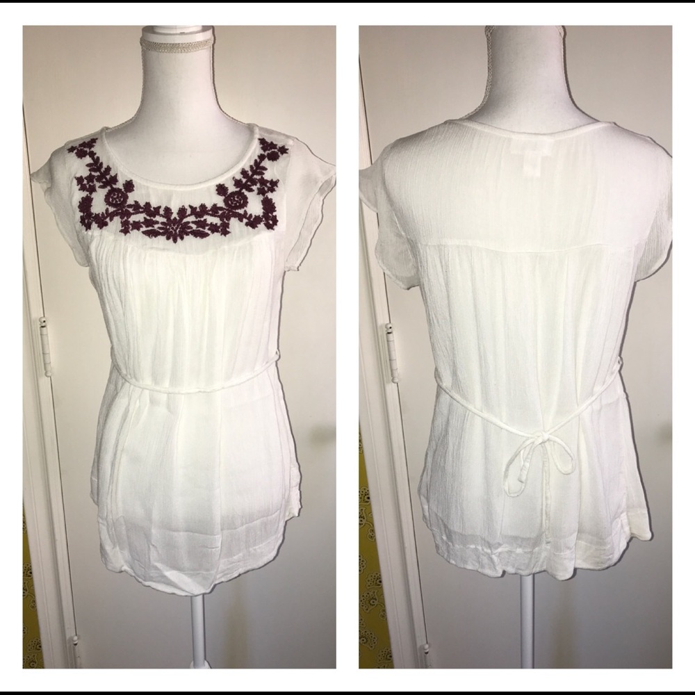 Maternity *  Semi Sheer * Embroidered * Cap Sleeve
